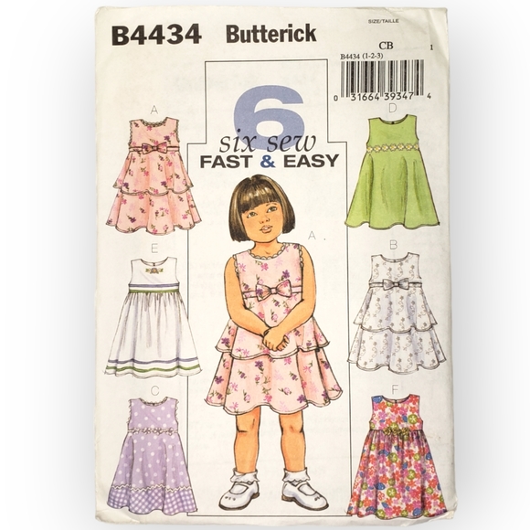 Butterick B4434 Sewing Pattern Toddler Dress, Fast & Easy - Picture 1 of 2